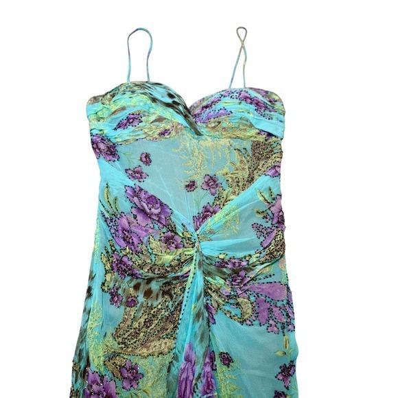 NWT Vintage Alberto Makali Silk Beaded Y2K Fairycore Dress Size 8 Whimsical - Picture 4 of 12